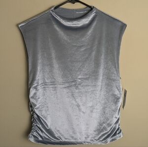 NWT Abercrombie A&F silver velvet ruched tank top